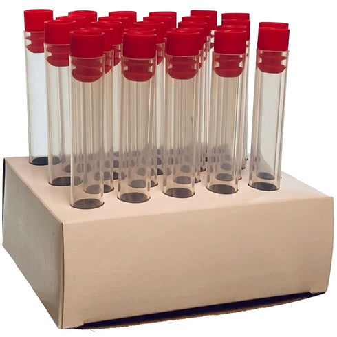 16x125mm Plastic Test Tube Set with Caps and Rack, Polypropylene, Natural Tubes, Red Caps, and Cardboard Rack, Karter Scientific (Pack of 25)...