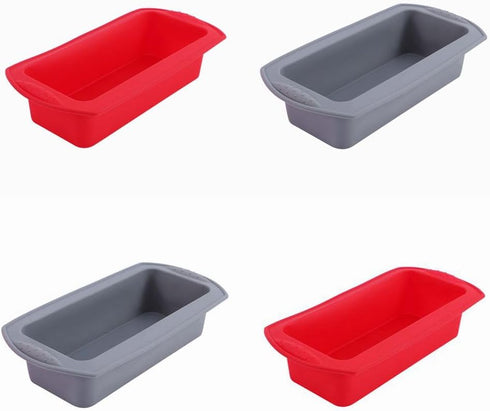4pcs Silicone Molds DIY Loaf Bakeware Temperature Resistant Mould KitchenTools Bread Pastry Tools(red&grey)...