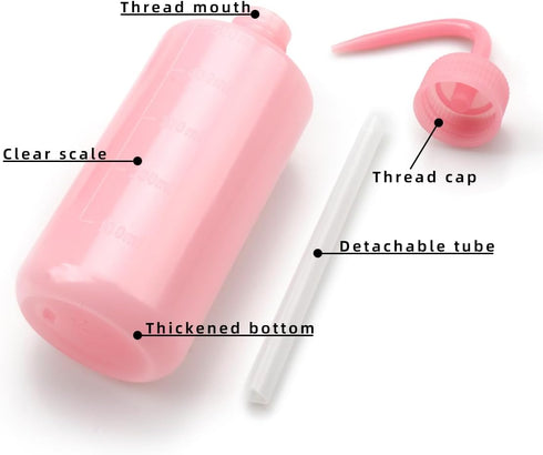 Tatoo Lash squeeze Bottle,Safety Rinse Bottle, Plastic Squeeze Medical Lab Washing Bottle (Pink &Blue, 500ml)...