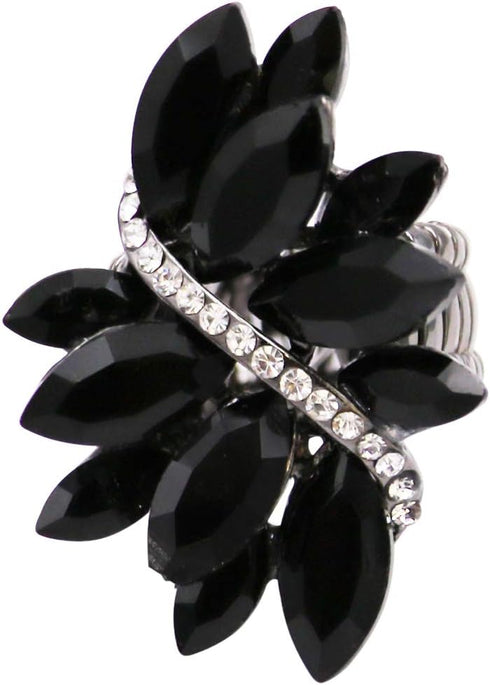 Rosemarie Collections Women's Dazzling Crystal Marquis Leaf Cluster Statement Stretch Cocktail Ring...