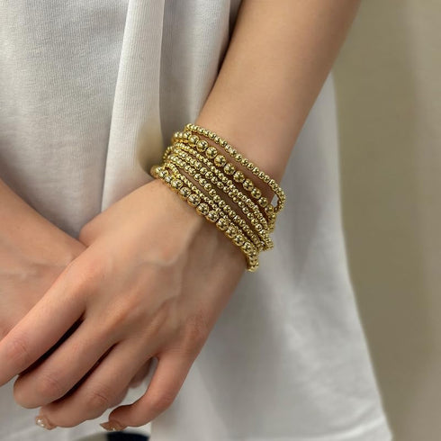 Gold Beaded Bracelets for Women 14K Gold Plated Stackable Bracelet Gold Bracelet Stack Delicate Stackable Gold Bracelets for Women...
