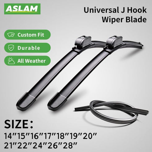 Windshield Wipers, ASLAM Type-G 18"+18" Wiper Blades: All-Season Blade for Original Equipment Replacement and Refills Replaceable, Double Service ...