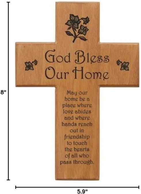 Mahogany God Bless Our Home "May Our Home Be a Place..." 8" Wall Cross...