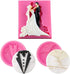 Bride and Groom Fondant Mold Set - Tuxedo Wedding Dress Cake Topper Decorating Chocolate Candy Polymer Clay Resin Epoxy Mold (Pink/Gray)...