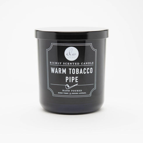 DW Home Warm Tobacco Pipe Scented Candle in Medium Black Jar with Lid Single Wick...