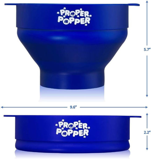 The Original Proper Popper Microwave Popcorn Popper, Silicone Popcorn Maker, Collapsible Bowl BPA Free & Dishwasher Safe - (Blue)...