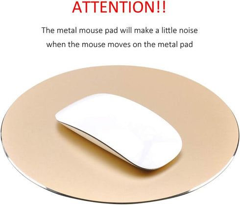 ProElife Premium Aluminum Metal Mouse Pad Mice Mat 8.66 inch (Round, Champagne Gold)...