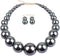 Womens Faux Big Pearl Choker Necklace and Drop Earring Set Fashion Large Simulated Pearl Statement Collar Bib Necklace Earrings Costume Jewelry Se...