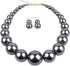 Womens Faux Big Pearl Choker Necklace and Drop Earring Set Fashion Large Simulated Pearl Statement Collar Bib Necklace Earrings Costume Jewelry Se...