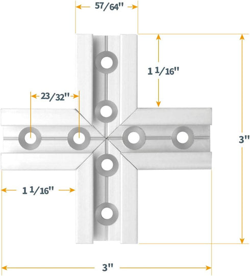 POWERTEC 71415-P2 T-Track Intersection Kit For 3/8" Mitered T Track with Pre-drilled Holes and Mounting Hardware, 2 Sets...