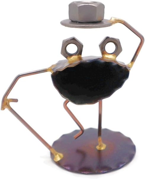 Singing Frog Collectible Handmade Metal Art Figurine, Desk Accessories, Trophy, Boss Gift, Home Office Décor...