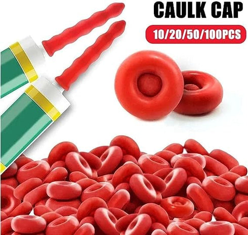 10Pcs Red Caulk Cap, Caulk Saver Cap for Sealing and Preserving Open Caulking Tube, Universal Fit Caulk Tube Latex Sealing Caps Adhesive Caulk...
