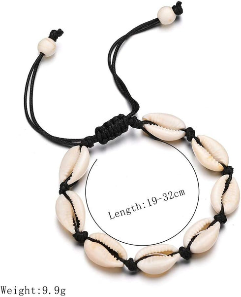 COLORFUL BLING 2 Pieces Handmade Boehmia Natural Cowrie Shell Anklet Seashell Ankle Bracelet Boho Beads Hawaii Foot Jewelry...