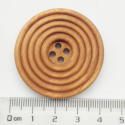 Chenkou Craft 30pcs 40mm 1 1/2" Round Brown Wood Buttons 4 Holes Craft Sewing Button...
