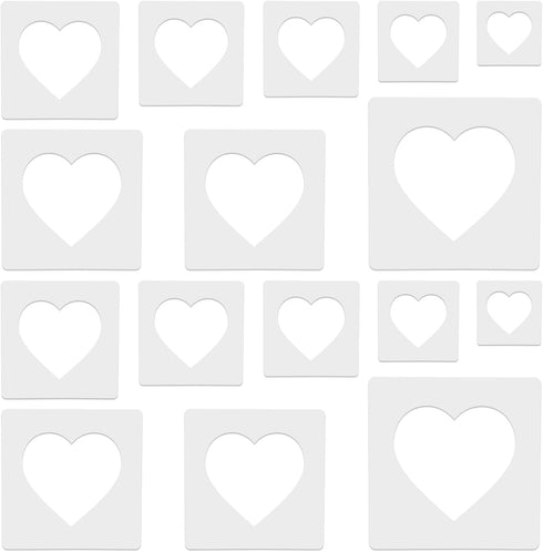 16 PCS Large Heart Stencil Heart Stencils Different Sizes for Painting Template Heart Stencil for Crafts Plastic 5 Point Heart Templates for Fabri...