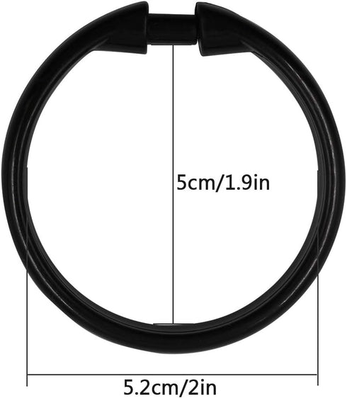 Top-spring Black Shower Curtain Hooks, 12pcs Plastic Shower Curtain Rings, Round O Hooks Hanger for Bathroom Shower Rod (O-Shape(Black))...