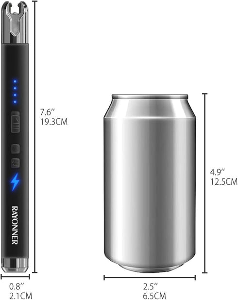 RAYONNER Lighter Electric Candle Lighter Rechargeable USB ARC Lighter (1 Pack - Black)...