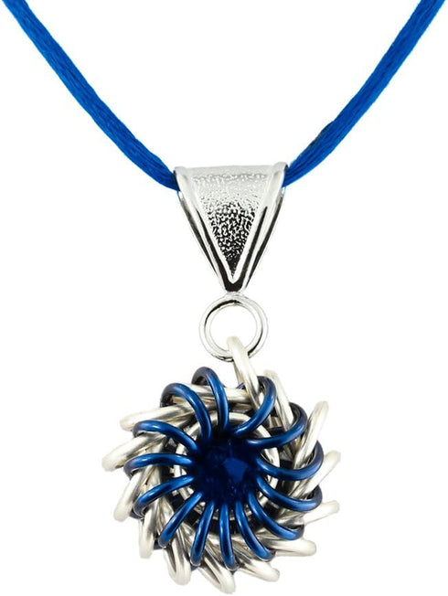 Weave Got Maille Blue Whirlybird Chain Maille Necklace Kit with Swarovski Crystal...
