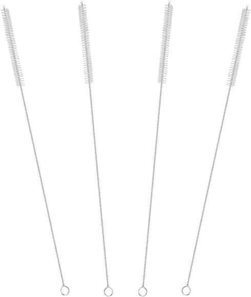 Drinking Straw Cleaning Brushes Set 15" Extra Long 10mm Extra Wide Pipe Tube Cleaner Nylon Bristles Stainless Steel Handle - 15" x 3/8" (10mm) - S...