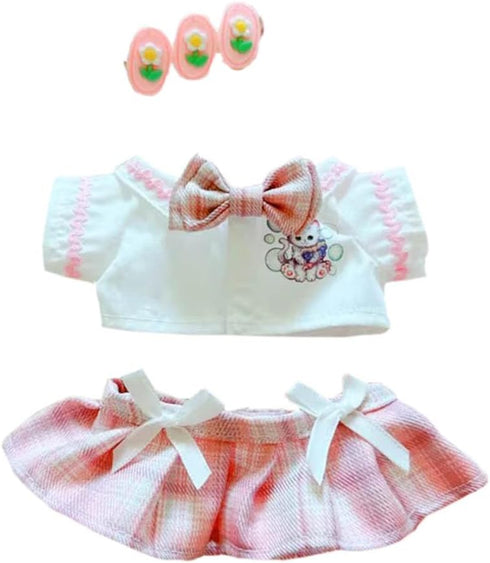 niannyyhouse 20cm Plush Doll Clothes Hairpin Shirt Skirt Jk Uniform Set 8in Soft Stuffed Plush Toy Dress Up Accessories (Pink)...