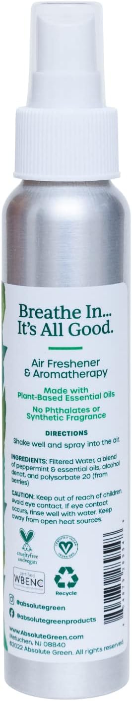 100% Natural Air Freshener Room Spray, PEPPERMINT, Non-Toxic,Safe Around Home, Food, Kids,Pets, Odor Eliminator, non-aerosol (Pack of 1) 4 oz...