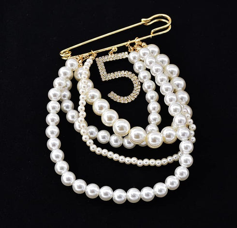 Lapel Pins and Brooches with Lucky Number 5 Dangle,Brooch Pins for Women Fashion...