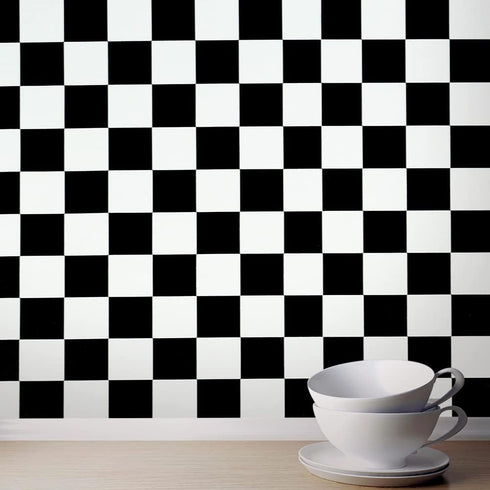 1339 Black White Mosaic Trellis Peel and Stick Wallpaper 17.7" x 9.8ft Square Lattice Self-Adhesive Checkered Contact Paper Shelf Liner Kitchen Ba...