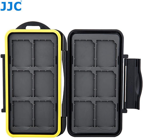 JJC MC-SD12 Water-Resistant Holder Storage Memory Card Case for 12 SD Cards (Black)...
