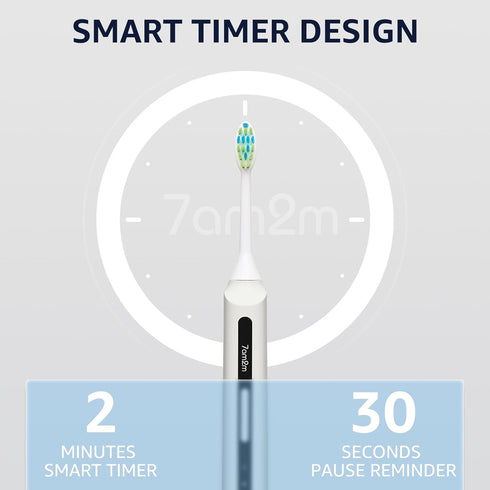 7AM2M Sonic Electric Toothbrush, High Power Rechargeable Toothbrushes, with 8 Brush Heads for Adults and Kids, 15 Adjustable Modes, Built-in 2-Min...