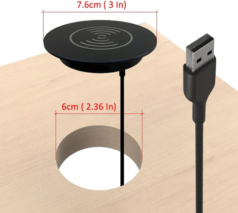 Wireless Fast Charger for Desktop Table Furniture for All Smart Phones with Wireless Charge Function (USB Cable Connection)...