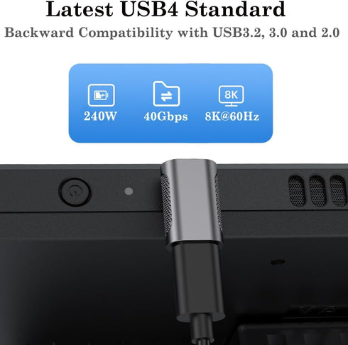AuviPal BCLINK 240W USB C 90 Degree Adapter (Two Styles), USB C Male to Female L Shape Right Angle Connector for Steam Deck, ROG Ally, Meta Quest,...