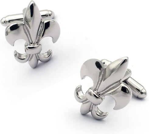 Fleur De Lis Cufflink and Tie Bar/Clip Set (Silver)...