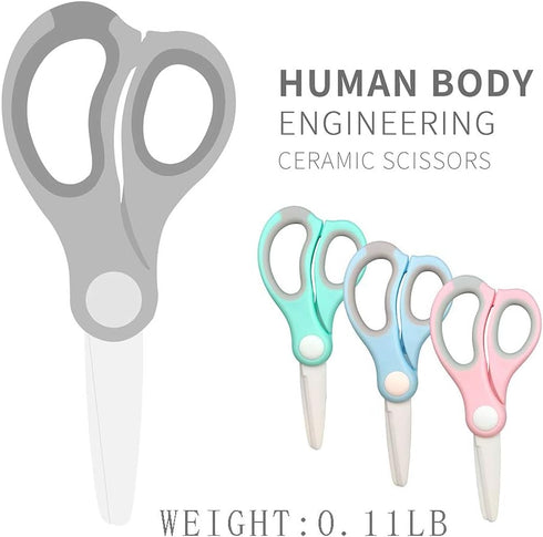 Ceramic Scissors,Healthy Baby Food Scissors with Cover Portable Shears (Blue-2)...