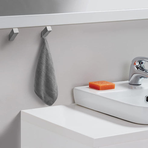 Towel Hooks Grey SUS304 Stainless Steel 4 Pack Heavy Duty Modern Wall Hooks Robe Hook for Bathroom Livingroom Hotel Style Wall Mounted...