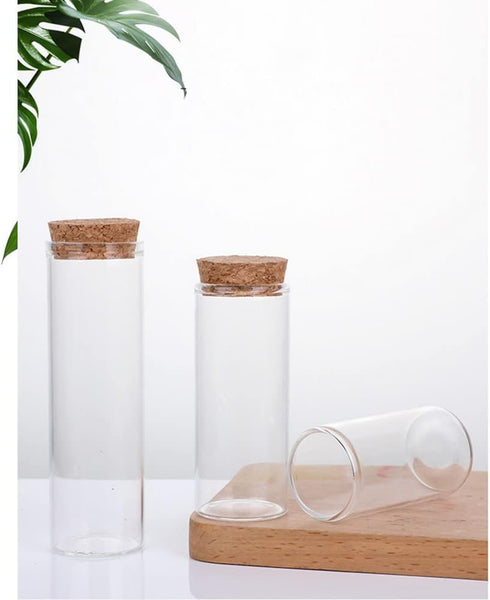 10PCS 60ml/2oz Empty Clear Borosilicate Glass Test Tubes Flat Test Tubes with Cork Stoppers Vials Jars Container Holder Message Bottle for Scienti...