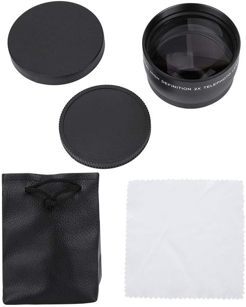 Telephoto Lens, 58MM 2X Magnification Telephoto Lens Aluminium Alloy Teleconverter Lens for 58mm Diameter and 18-55 Focal Length Lens default...