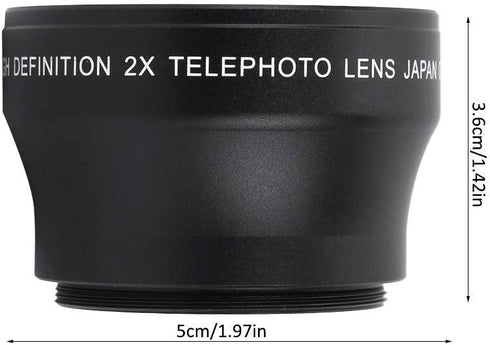 2X Telephoto Lens, Magnification HD Converter Lens for 37mm Mount Camera, Doubles Camera Zoom Default...