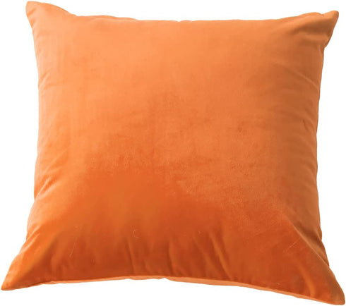 FY FIBER HOUSE Pack of 2 Velvet Throw Pillow Covers Decorative Square Pillowcase Soft Solid Cushion Case for Sofa/Couch Use, 16 x 16 Inch Orange...