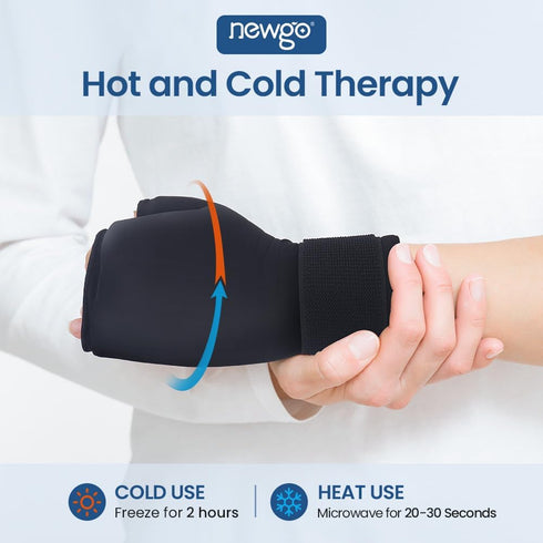 NEWGO Hand Ice Pack Gloves for Hand Arthritis, Wrist Ice Pack Gel Cold Gloves Hot Cold Therapy for Tendinitis, Carpal Tunnel - Black...