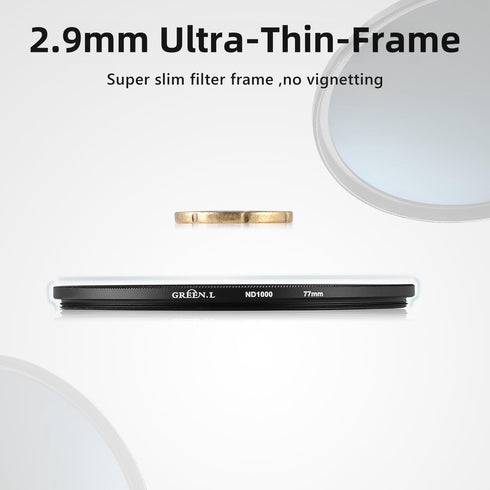43mm ND1000 Filter, Slim 10-Stop Fixed Neutral Density ND Filter 43mm for Camera Lens...