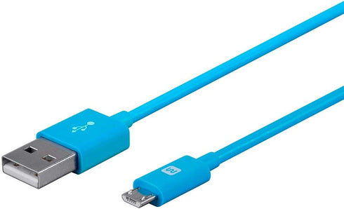 Monoprice USB Type-A to Micro Type-B Cable - Polycarbonate Connector Heads, 2.4 Amp, 22/30AWG, 6 Feet, Blue - Select Series...
