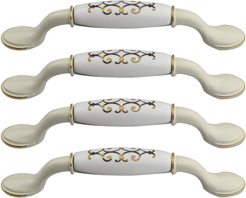 WMYCONGCONG 4 PCS Cabinet Handle Pull 5" Ceramic Drawer Pulls European Style Handles for Kitchen Bathroom Cabinets Cupboard Dresser...