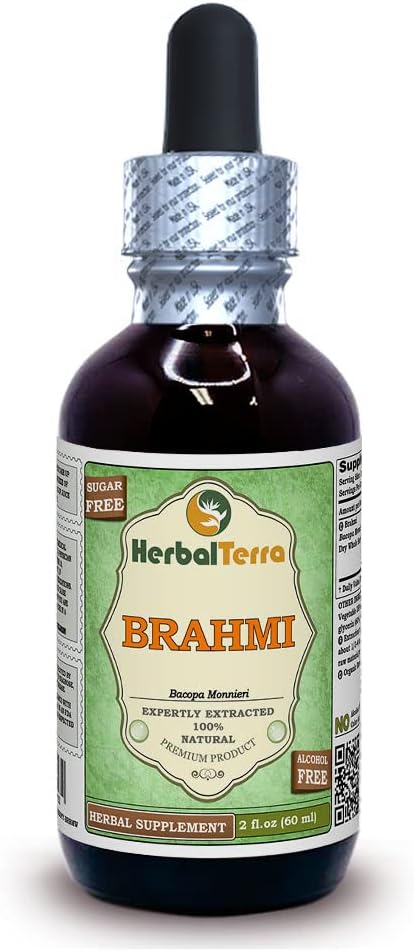 Brahmi (Bacopa Monnieri) Glycerite, Dried Whole Herb Alcohol-Free Liquid Extract 2 oz...