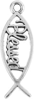 JGFinds Blessed Fish Charms, Spiritual Message Silver Tone, 36 Pack of Bracelet Charms Jewelry Making Quotes for Keychains - Encouragement Inspira...
