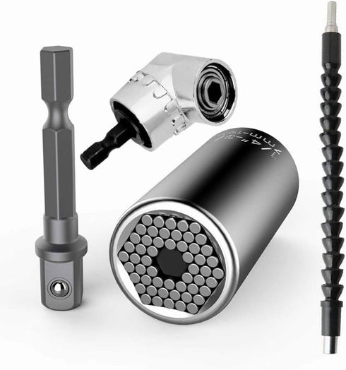 7mm-19mm Universal Socket Grip Ratchet Wrench Power Drill Adapter&105 Degree Right Angle Extension&Power Screwdriver Drill Bit Attachment&Drill Bi...