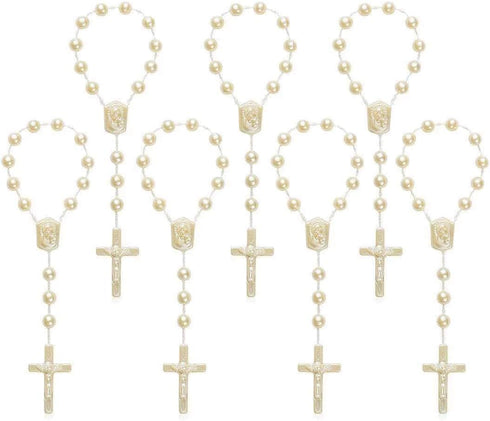 XINHUIDALSQ 50 Baptism Rosary Acrylic Rosary Mini Rosary Suitable for the First Holy Communion Baptism Party Gift Suitable for Recuerditos De Baut...