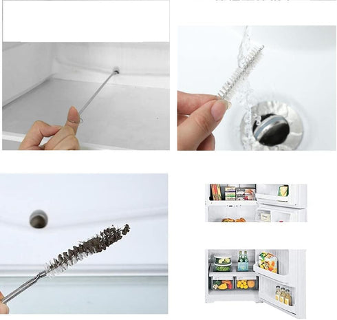 60 Inch Extra Long Flexible Tube Pipe Cleaner Brush Fridge Cleaning Tool, Stainless Steel Drain Tube Cleaning Brushes for Sink Refrigerator Kitche...