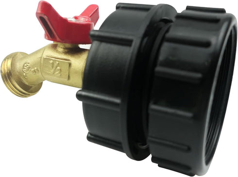 IBC Tote Fittings Fine Thread, 275-330 Gallon IBC Tote Tank Adapter 2" Threads Brass Hose Faucet Valve Tool with Ball Valve Fits for Garden Hose C...
