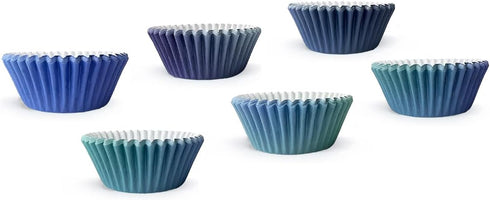 qiqee 300PCS Standard Gradient Cupcake Liners Cupcake Cups 6 Designs Blue Gradient Cupcake Papers Baking Cups Cupcake Wrappers (Medium Size)...
