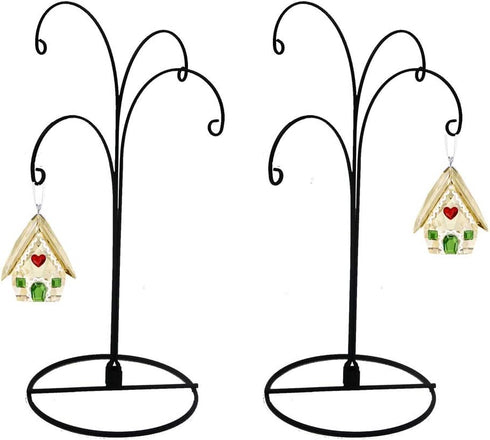 HOHIYA Ornament Display Stand Holder Christmas Hanger Hook Dog Cat Glass Ball Bauble 4 Arms 12inch Black 2 Pcs Taiwan Made...